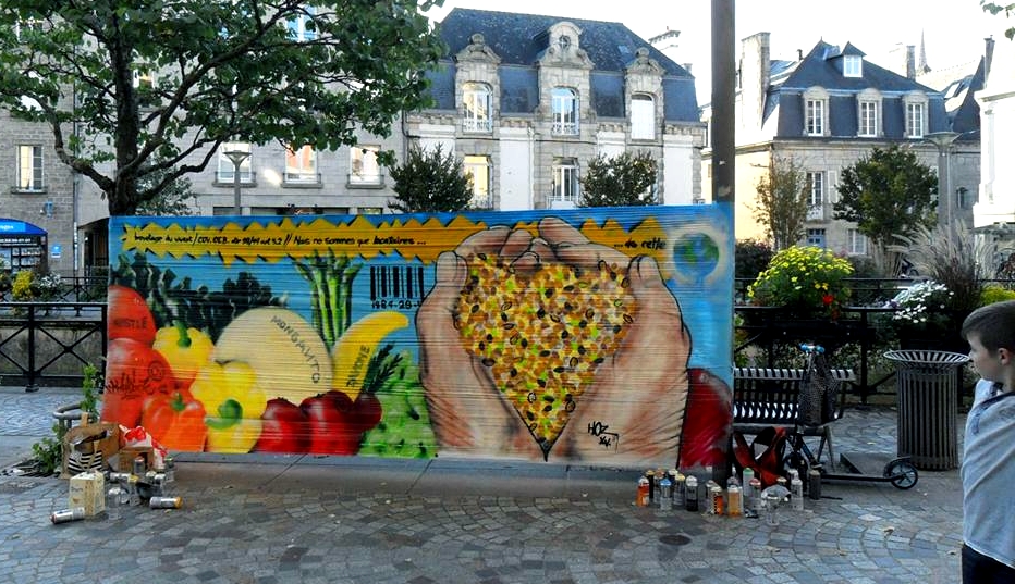 Graffiti brevetage du vivant à Quimper