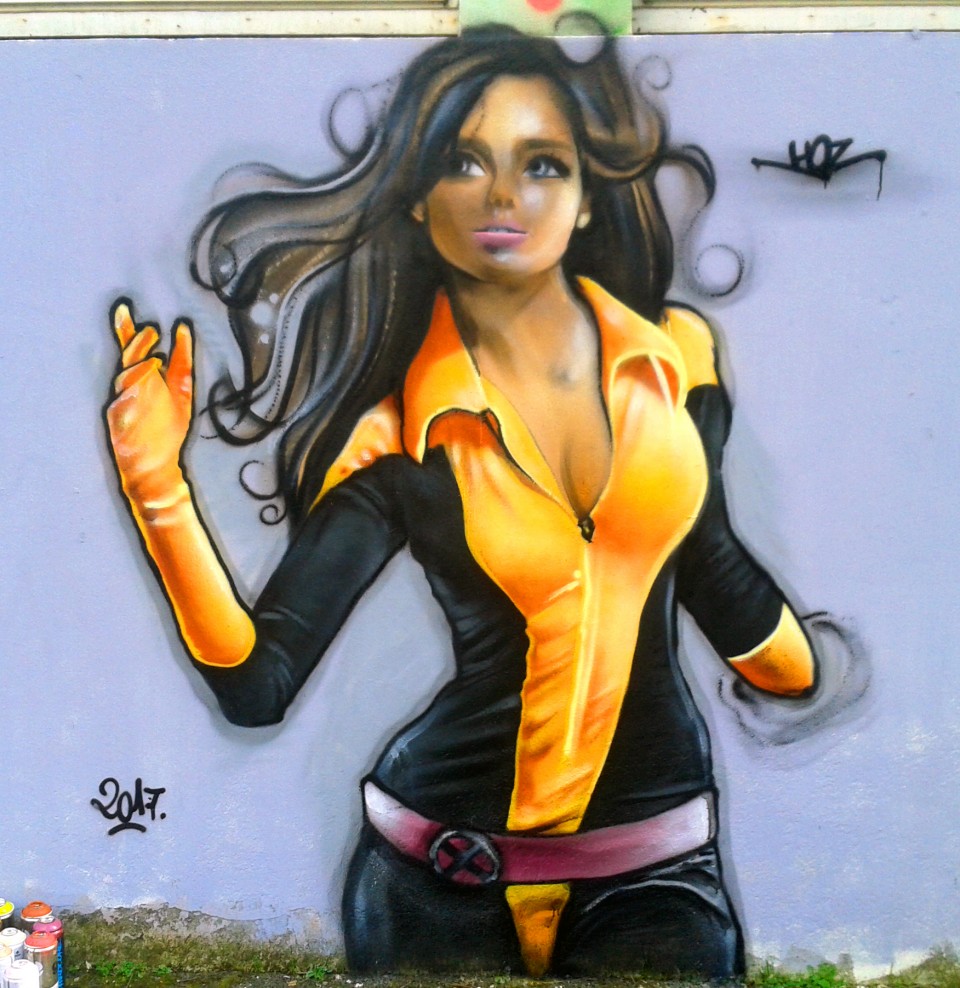 Xmen Kitty Pryde portrait graffiti Quimper