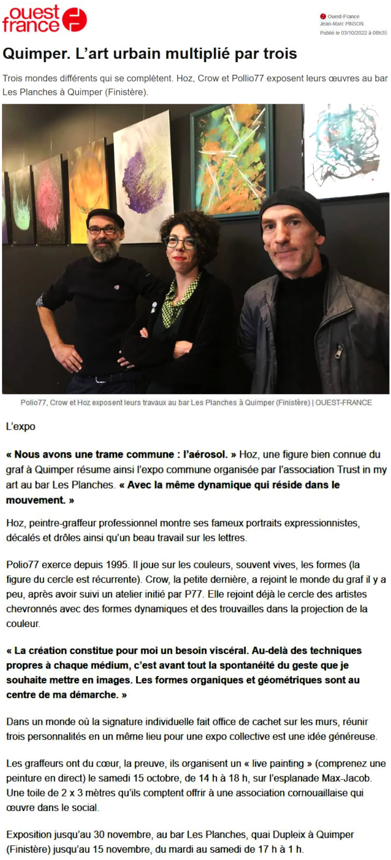Ouest-France expo Hoz aux Planches Quimper