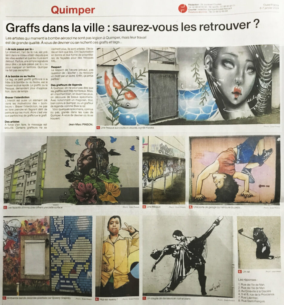 Ouest-France édition Quimper du 7 janvier 2024