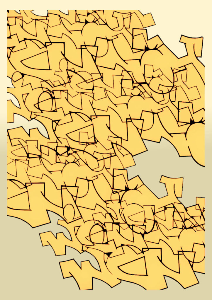 Abstraction de lettres graffiti pour Jennah (06/2024)