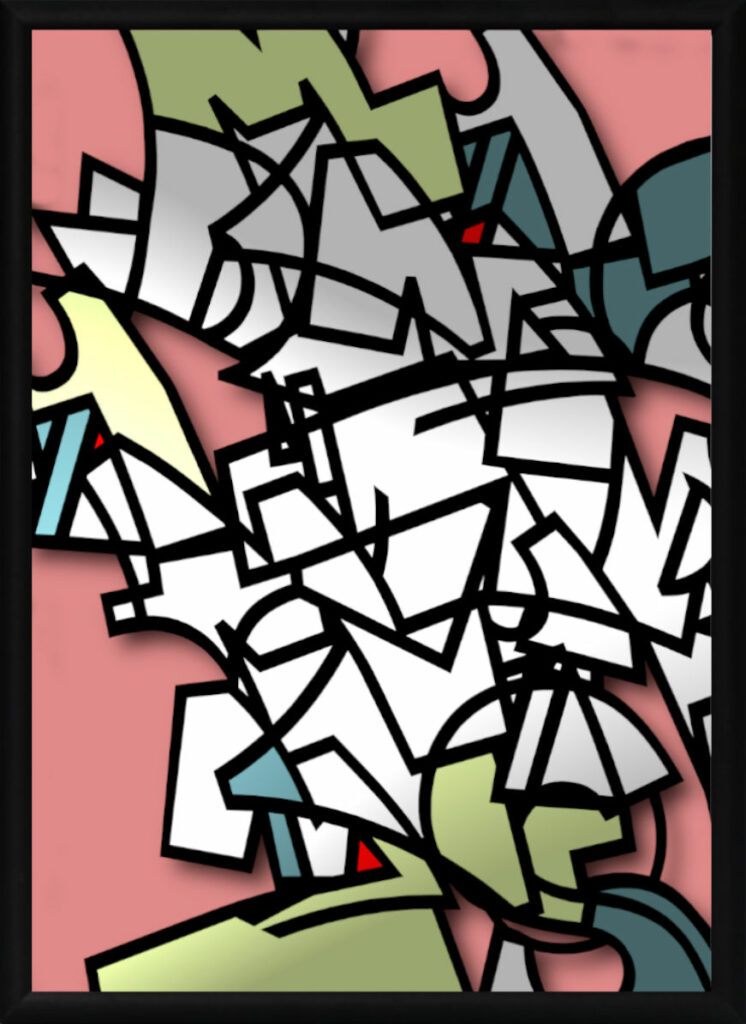 Affiche street-art et abstraction de lettres graffiti à partir du pseudonyme d'artiste MABZS par HOZ
