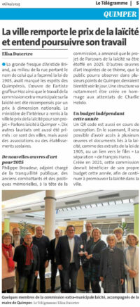 Prix de la laïcité 2024 (Lé Télégramme Quimper 02/2025)